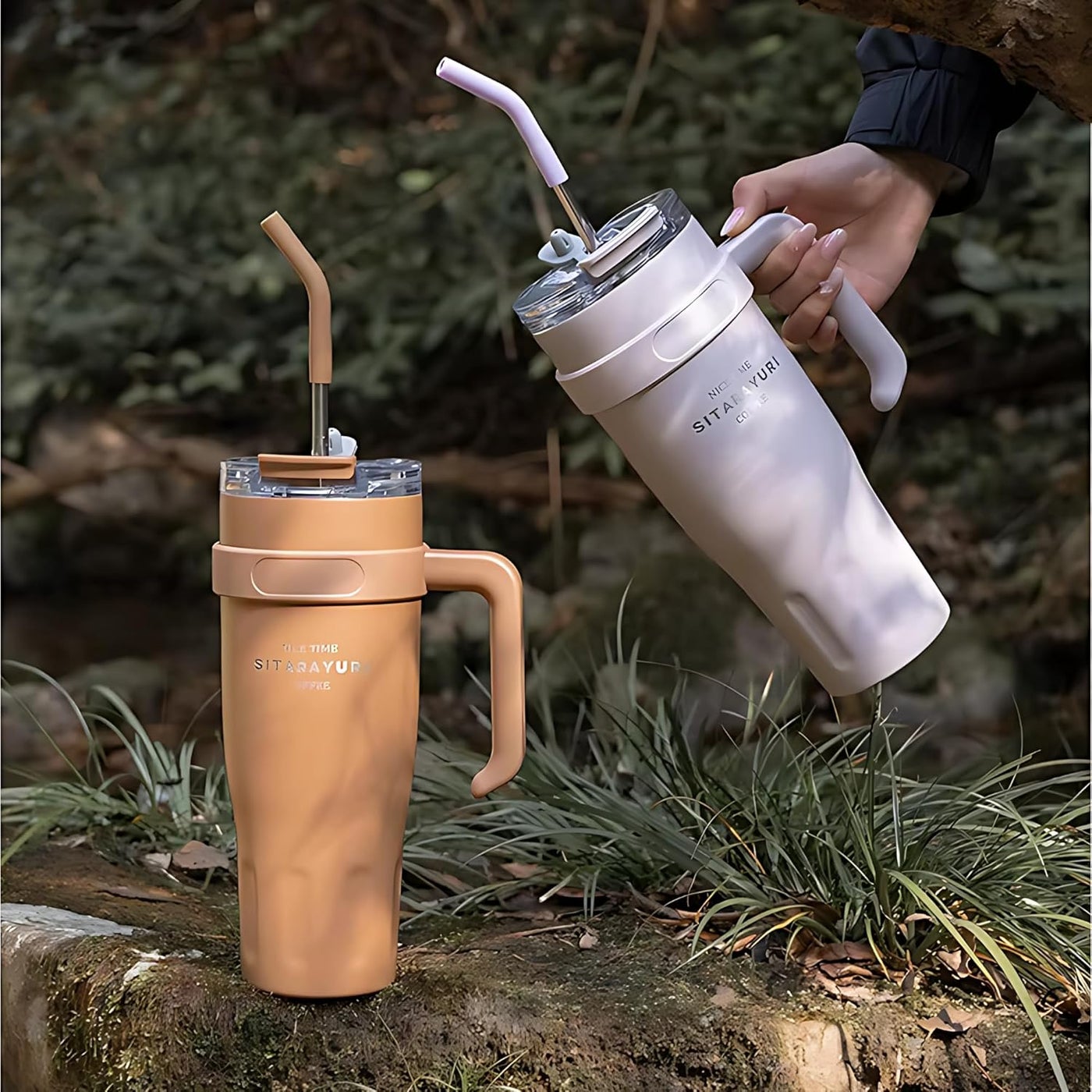 كوب سفر معزول ومقاوم للتسرب مع غطاء وقشة، سعة 40 أ...