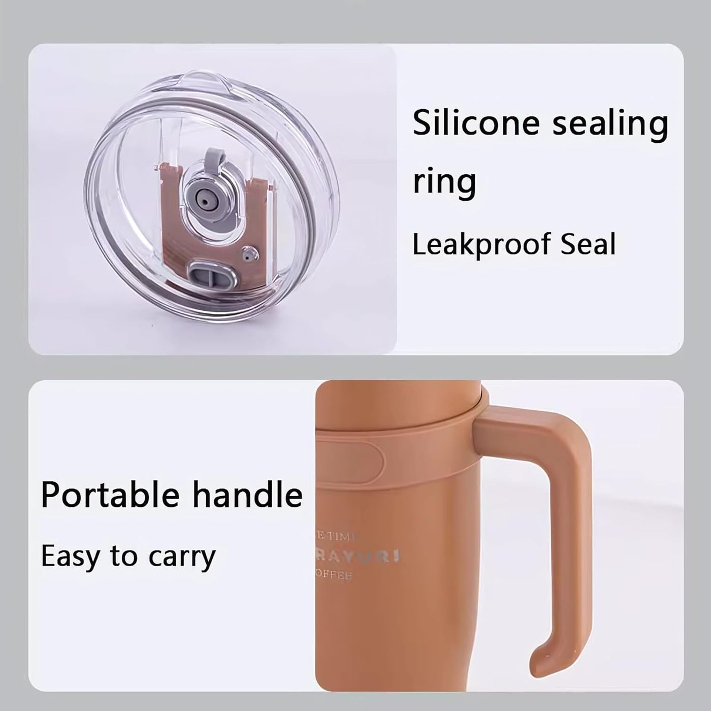 كوب سفر معزول ومقاوم للتسرب مع غطاء وقشة، سعة 40 أ...