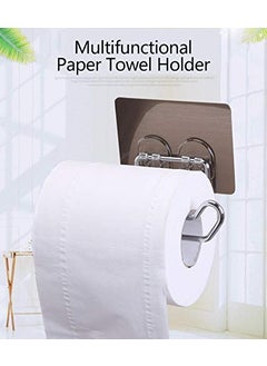 ZIVIK ZIVIK Stainless Steel Self Adhesive Toilet Paper Holder 1Pcs Magic Sticker Wall Mounted Tissue Paper Roll Holder Bathroom Rack for Kitchen Towel Holder Silver 1  - Image 3