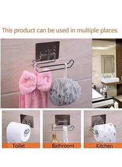 ZIVIK ZIVIK Stainless Steel Self Adhesive Toilet Paper Holder 1Pcs Magic Sticker Wall Mounted Tissue Paper Roll Holder Bathroom Rack for Kitchen Towel Holder Silver 1  - Image 4