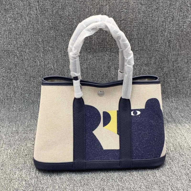 Graffiti Garden Bag Imported Linen Top Layer Cowhide Painted Women'S Bag Handbag Shoulder Crossbody Bag - Image 4