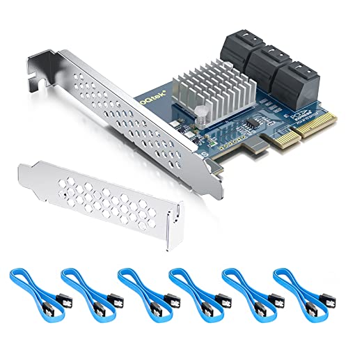 10Gtek 6-Port PCIe Expansion Card, PCIe x4 to 6X SATA 3.0 (6Gbps) Controller with 6 Cables & Low Profile Bracket, Supports HDD/SSD Storage for Desktop PC‌ - Image 5