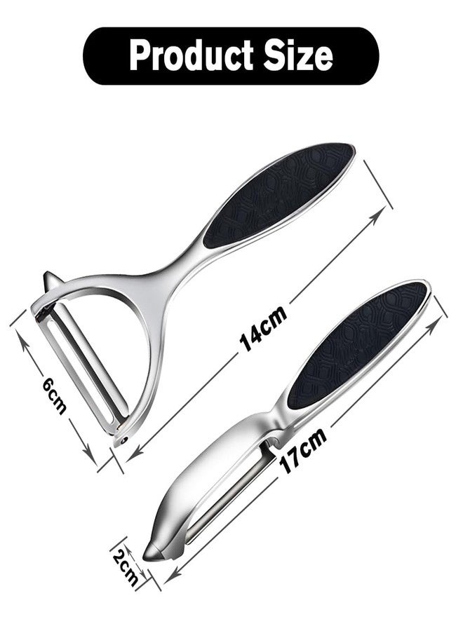 Leaflai Vegetable Peeler, Potato Peelers for Kitchen Stainless Steel Multi-function Set Fruit Peeler For Kitchen and Household Tools Y & I Shape Swivel Blades with ​2 Orange Citrus Peelers - Image 2