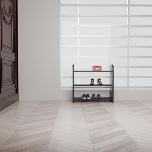 flux Elegance Three-Tier Shoe Rack Black 50x20x50 cm Particle Board with Laminate Finish Multipurpose Storage Organizer Durable Wooden Shelf for Shoes Home Office Dining Room - Image 5