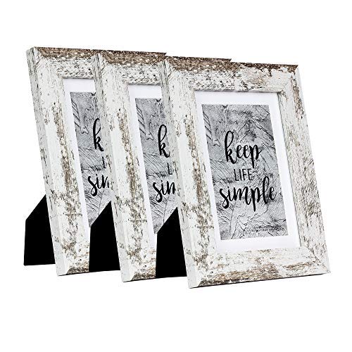 kennethan Rustic White 5x7 Picture Frames Wide Molding 3P in 1 set - Wall Mounting Material Included - Image 1