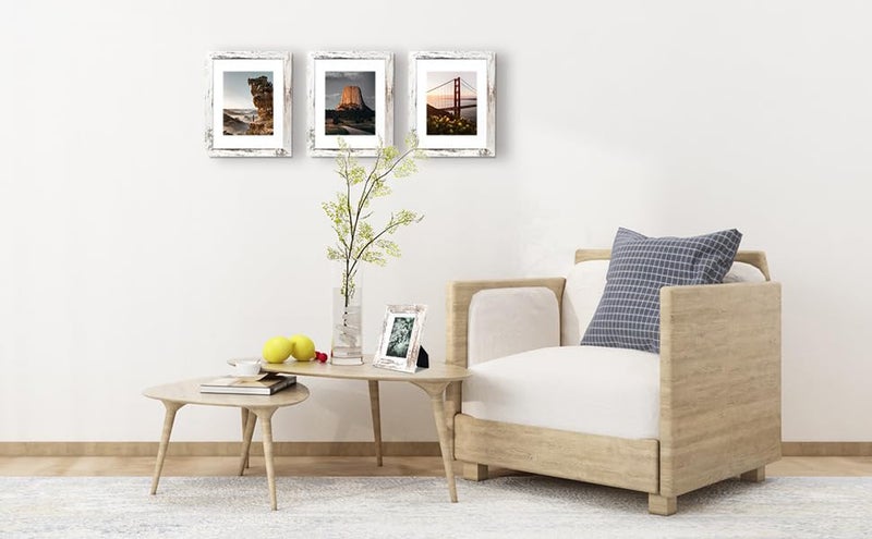 kennethan Rustic White 5x7 Picture Frames Wide Molding 3P in 1 set - Wall Mounting Material Included - Image 3