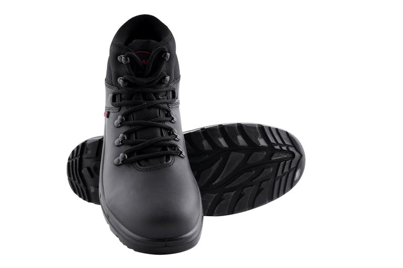 KARAM FS231 High Ankle Buff Black Grain Leather Safety Shoes for Men | Single Density with Steel Toe | Antistatic, Antislip, Oil & Heat Resistant | Size-07 - Image 3