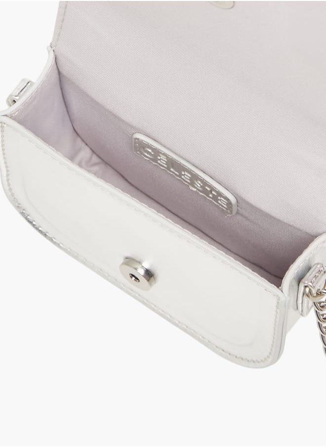 Celeste - Girls Bow Embellished Crossbody Bag with Chain Strap and Button Closure - Image 1