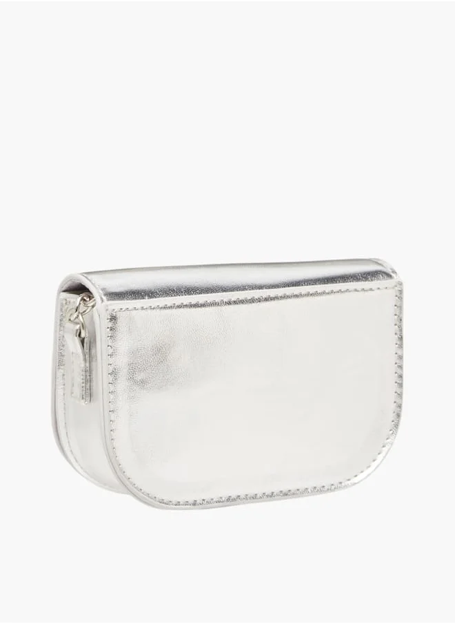 Celeste Girls Bow Embellished Crossbody Bag with Chain Strap and Button Closure