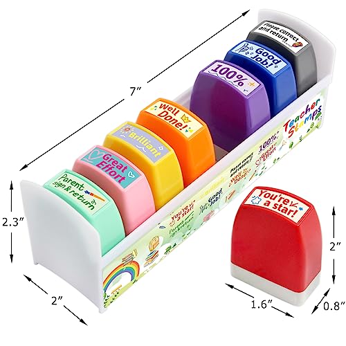 Fancy Land Teacher Stamps for Grading Motivational Teacher Self-Inking Stamp Set Encouraging Signature Stamp for Classroom Supplies 8 Packs Multicolor - Image 5