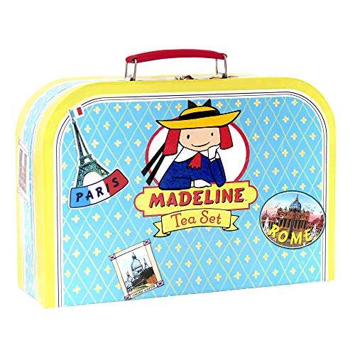 YOTTOY Madeline Collection | 23-Piece Kids Tin Tea Set Toy w/ Illustrations, Monograms, Carry Case - Image 2