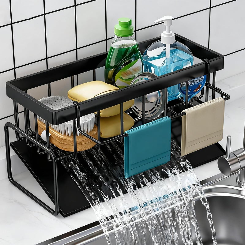 Dancepanda Sponge Holder for Kitchen Sink Suction,Sponge Caddy for Kitchen Sink Brush Holder Organizer - Image 1