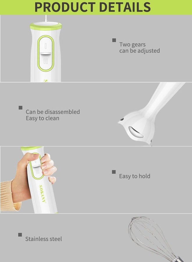 sokany 4-in-1 Hand Blender Chopper Whisker Mixer | Durable Stainless Steel Blade & Removable Stick | Comes with 600ml Plastic Jar, 500ml Chopper and Blending Wand |300W White - Image 5
