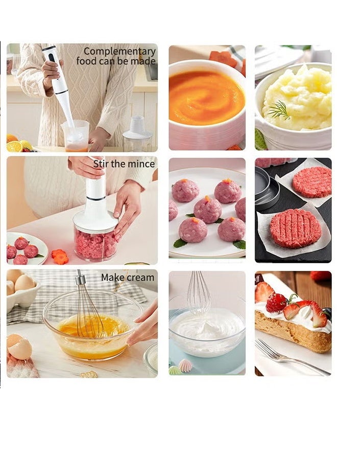 sokany 4-in-1 Hand Blender Chopper Whisker Mixer | Durable Stainless Steel Blade & Removable Stick | Comes with 600ml Plastic Jar, 500ml Chopper and Blending Wand |300W White - Image 3