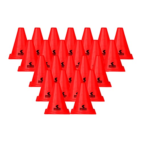 Belco Sports Agility Training Marker Cones for Football Fitness Track and Field Kids Cricket6 Inch Cone Marker Set Red (RED, Pack of 24) - Image 1