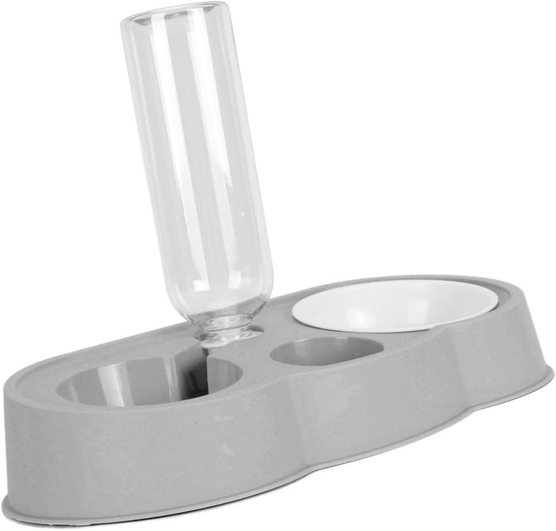 Pet Water and Food Bowl Set, Stable Non - Slip Double Bowls with Automatic Water Dispenser for Cats and Small Dogs - Durable ABS, Easy to Clean, Space Saving Design (Gray) - Image 5