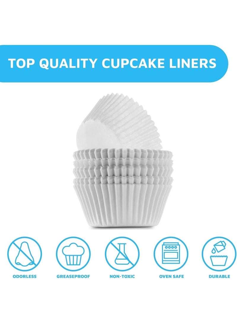 بطانات الكعكة 200 العد ، أكواب الخبز الورقية الطبيعية المقاومة للدهون ، الصف الغذائي ولا رائحة ، يمكن التخلص منها لكعكات الكعكة / الكعك / المكسرات ، حفلة عيد الميلاد والزفاف (أبيض) - Image 4