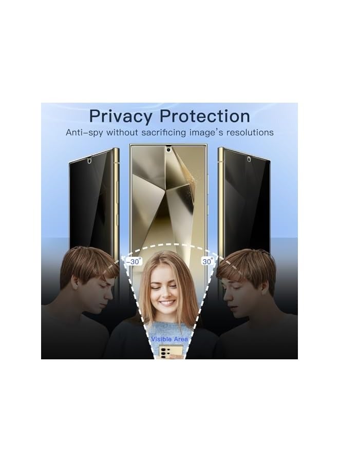 Jetech Privacy Screen Protector for Galaxy S24 Ultra 5G 6.8-Inch with Camera Lens Protector, Anti-Spy Flexible TPU Film, Fingerprint Unlock Compatible, 2-Pack Each - Image 3