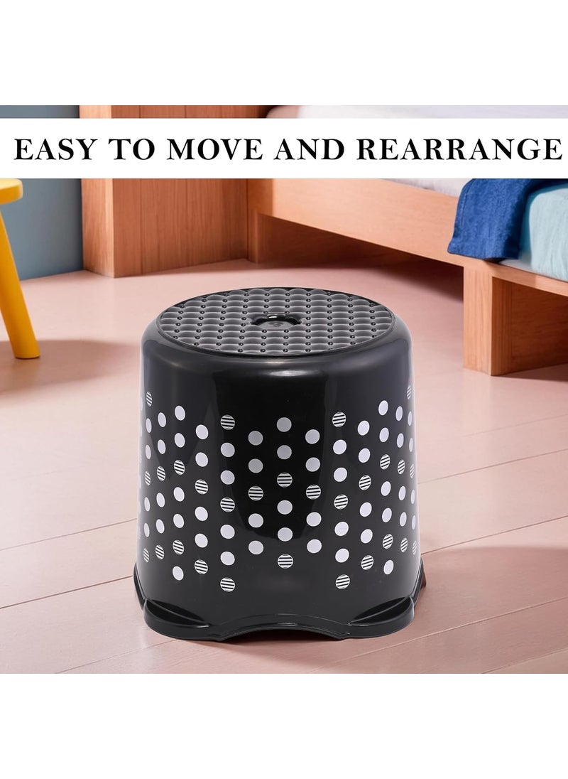 Kuber Industries Kuber Industries Pack of 2 Stackable Stool for Sitting Light Weight SpaceSaving Stool for Kitchen Home Office Ideal for Living Room Balcony Garden Dot Comfy Black Grey  - Image 3