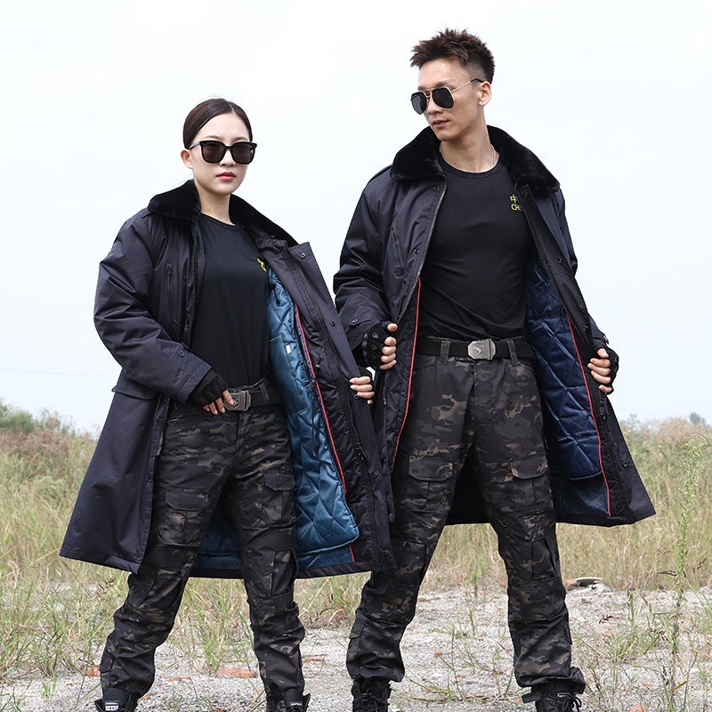 Military Coat Men'S Winter Long Thickened Cold-Proof Warm Cotton-Padded Jacket Women'S Security Outdoor Work Cotton-Padded Coat Coat Coat - Image 3