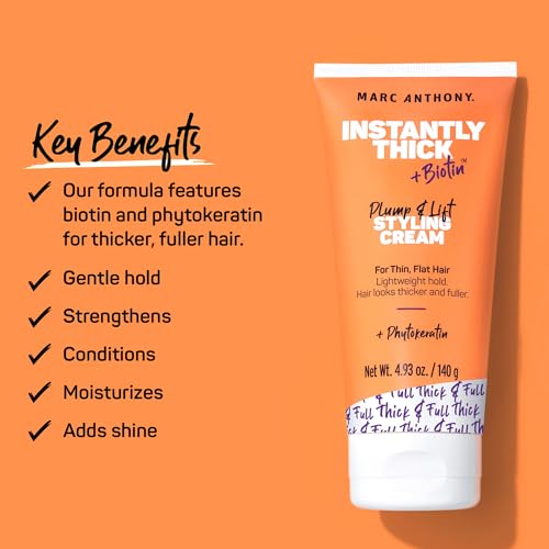 Marc Anthony Instantly Thick Styling Hair Cream (2-Pack) - Vitamin E & Biotin for Thicker, Fuller Hair with Lightweight Hold - Volumizing Product for Thin, Flat Hair - Image 2