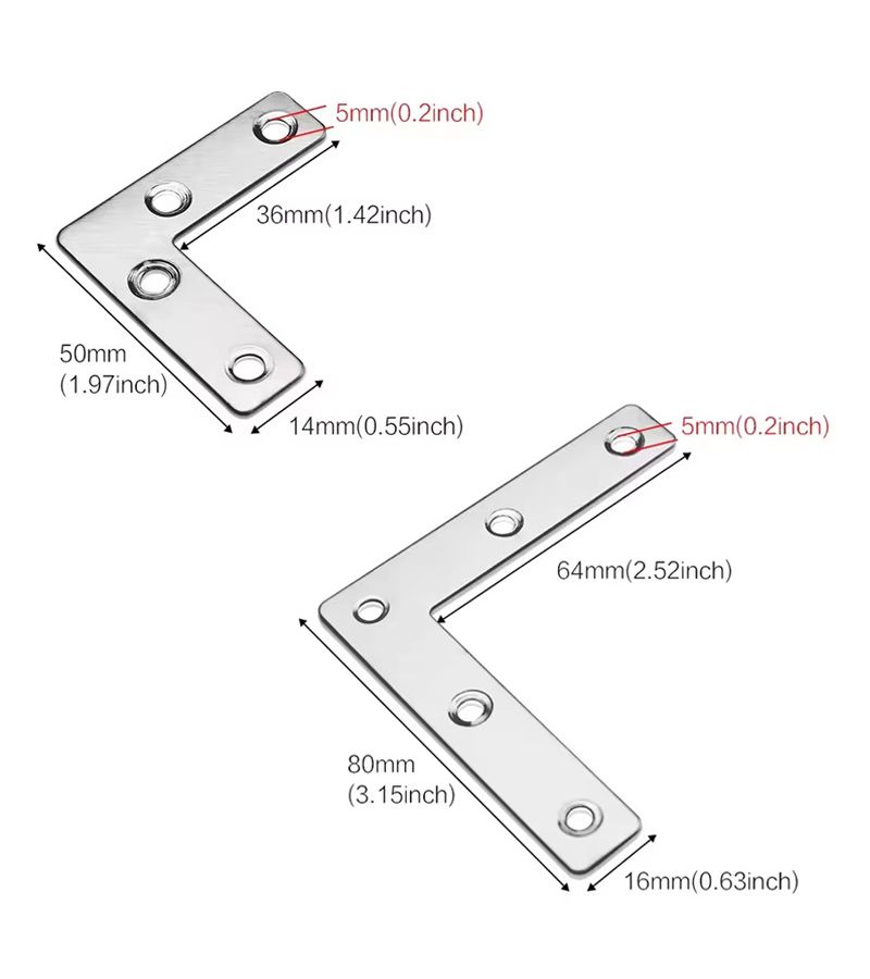20pcs Small 7 Shaped Right Angle Brackets Furniture Hardware - Image 2