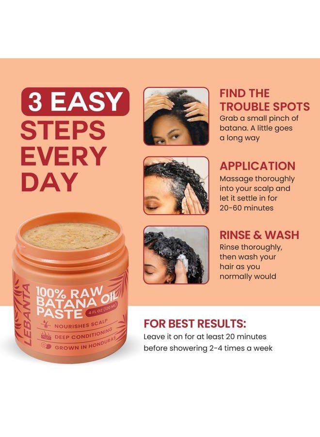 Lebanta Raw Batana Oil for Hair Growth - 100% Pure, Organic 4oz Batana from Honduras for Thick and Strong Natural Hair - Dr. Sebi Unrefined Cold Pressed Cosmetic Scalp Mask for Men & Women (1 Pack) - Image 4