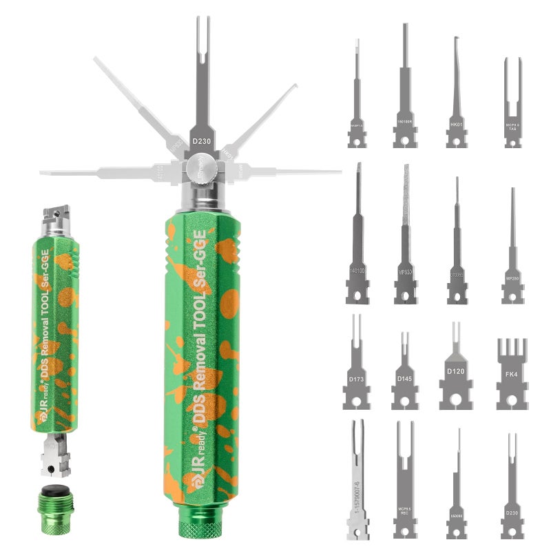 JRready ST5355 Terminal Removal Tool Kit  Universal Vehicle Wire Harness Depinning Tool Pin Removal Tool for Tyco JPT MCP MCON MQS Sumitomo Delphi Molex Pin Extractor with 16Pcs Replacement Tips