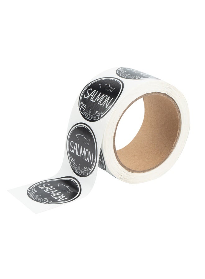 Restaurantware Label Tek 2 Inch Tamper-Evident Stickers For Salmon, 500 Rolled Tamper Seal Stickers - Chalkboard Design, For Safe Food Delivery, Black With White Font Plastic To Go Stickers - Image 1