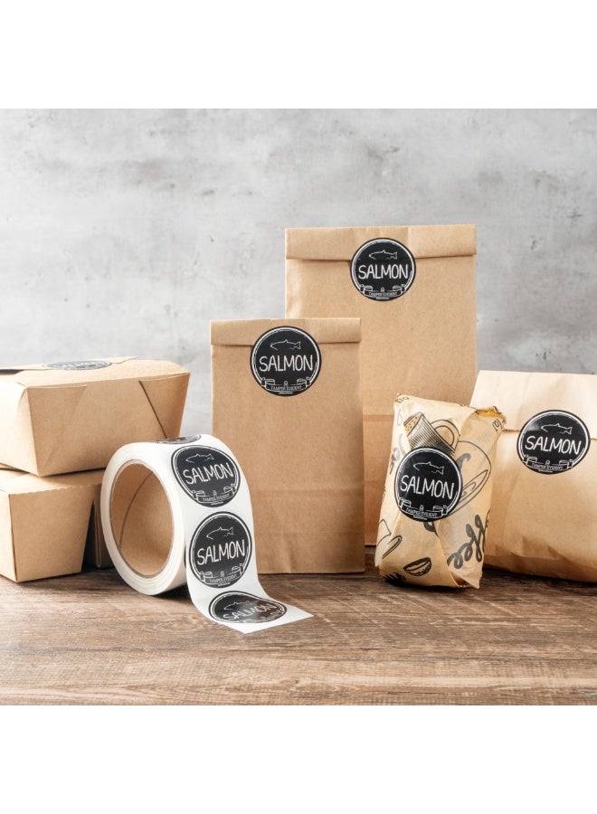 Restaurantware Label Tek 2 Inch Tamper-Evident Stickers For Salmon, 500 Rolled Tamper Seal Stickers - Chalkboard Design, For Safe Food Delivery, Black With White Font Plastic To Go Stickers - Image 3