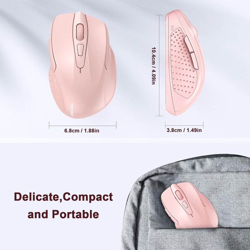 TECKNET Wireless Mouse, 2.4G Ergonomic Optical Mouse, Computer Mouse for Laptop, PC, Computer, Chromebook, Notebook, 6 Buttons, 24 Months Battery Life, 4000 DPI, 6 Adjustment Levels - Image 3