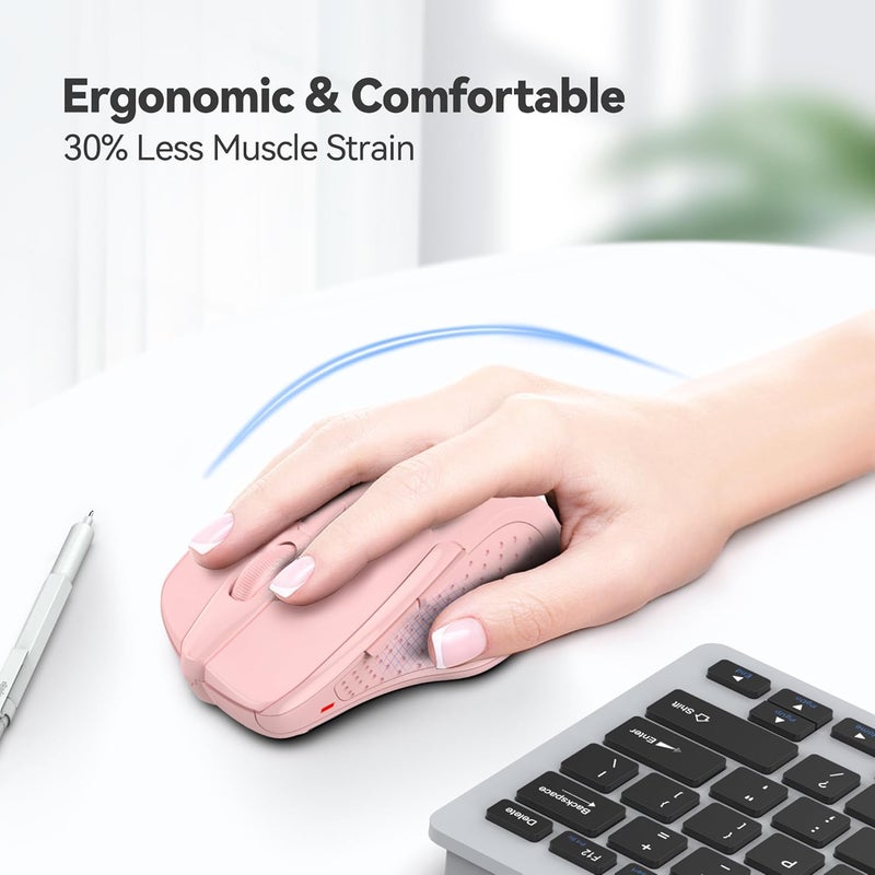 TECKNET Wireless Mouse, 2.4G Ergonomic Optical Mouse, Computer Mouse for Laptop, PC, Computer, Chromebook, Notebook, 6 Buttons, 24 Months Battery Life, 4000 DPI, 6 Adjustment Levels - Image 4