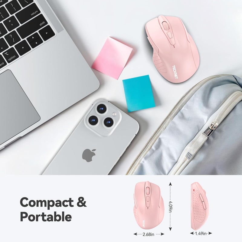 TECKNET Wireless Mouse, 2.4G Ergonomic Optical Mouse, Computer Mouse for Laptop, PC, Computer, Chromebook, Notebook, 6 Buttons, 24 Months Battery Life, 4000 DPI, 6 Adjustment Levels - Image 2