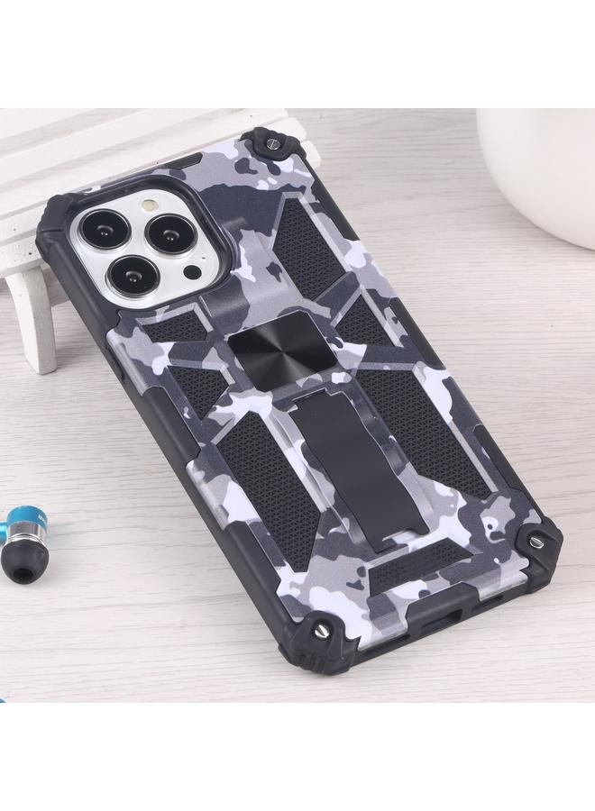 Zaboon Case For iPhone 13 Pro Max Camouflage Armor Kickstand TPU + PC Magnetic Phone Case - Image 2