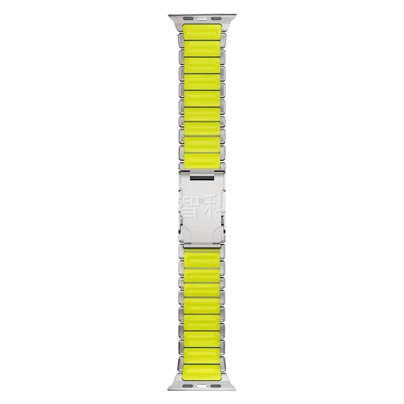 سوار ساعة ذكية سوار معدني من الستانلس ستيل متوافق باللون برتقالي قابل للتعديل مع Apple Watch 42/44/45/49mm بملاءمة قابلة للتعديل وحزام بديل بتصميم معدني أنيق - Image 4