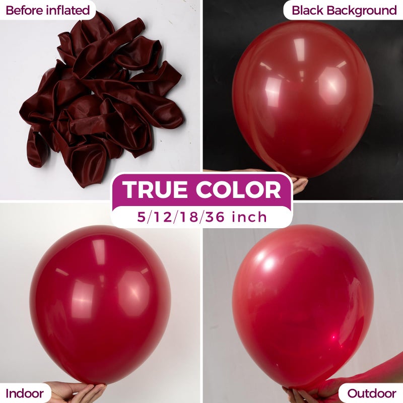 Bezente Burgundy Balloons 18 Inch - 30 Pack Large Thick Dark Ruby Balloons Big Round Retro Wine Red Maroon Latex Balloons for Thanksgiving New Years Casino Themed Cherry Party Decorations - Image 2