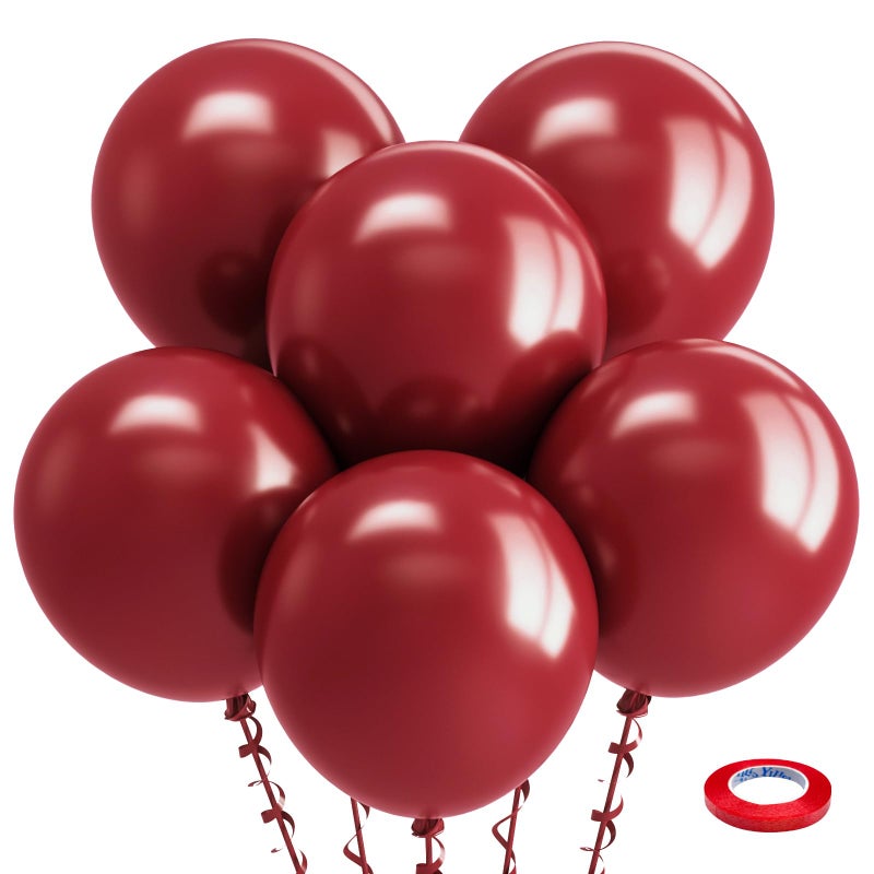 Bezente Burgundy Balloons 18 Inch - 30 Pack Large Thick Dark Ruby Balloons Big Round Retro Wine Red Maroon Latex Balloons for Thanksgiving New Years Casino Themed Cherry Party Decorations - Image 1