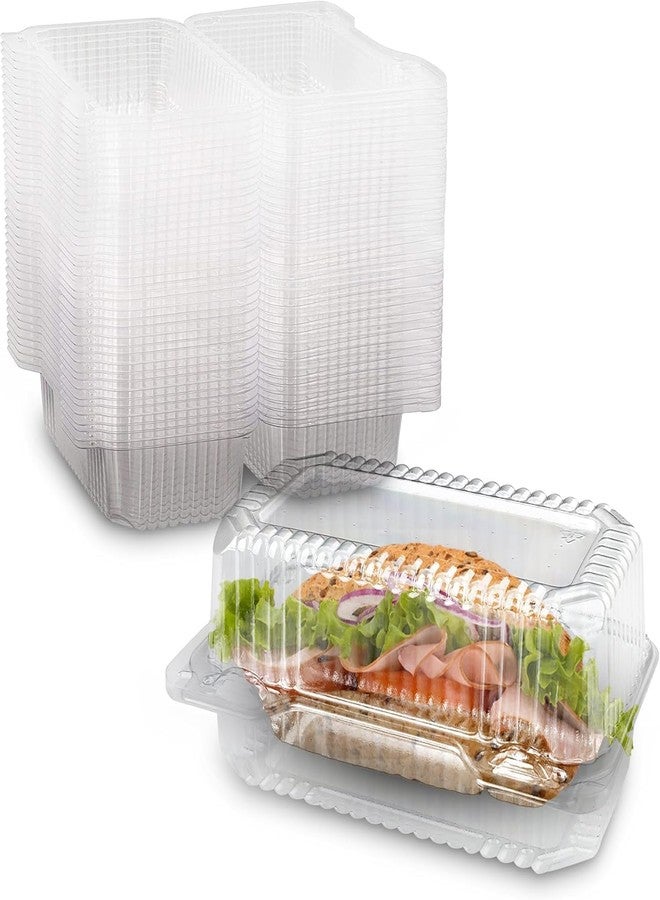 Alpha Basics Pack of 25 PET Hinged 250g Cake Box Containers Transparent PL Box for bakery - Image 1