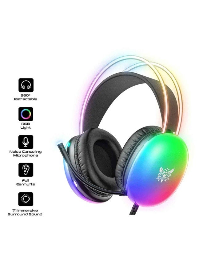 RGB (Detailed): X29 Wired Gaming Headset | Dynamic RGB Lighting, 360° HD Noise-Canceling Mic & Immersive Sound. - Image 5