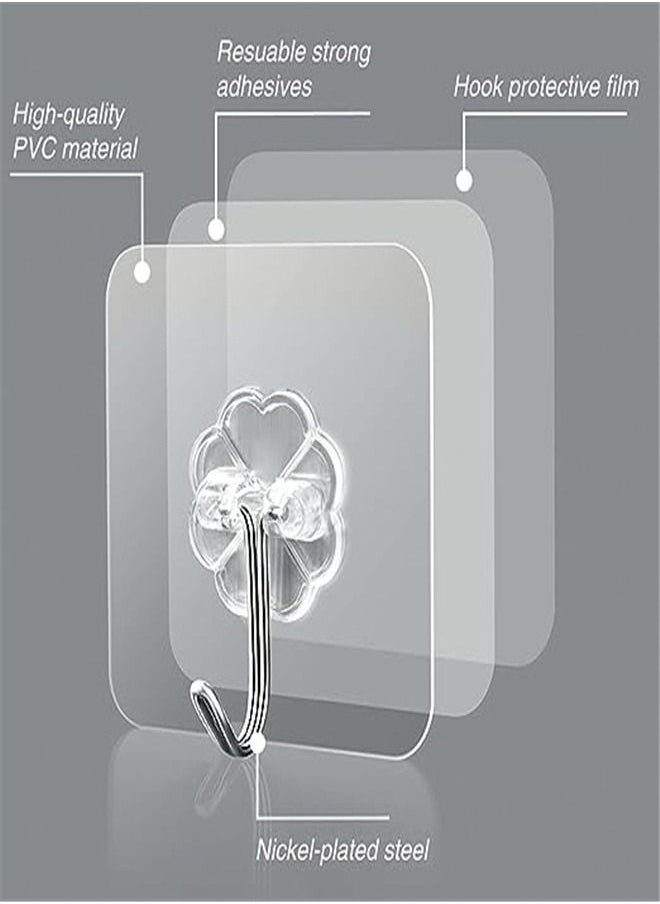 Goolsky Goolsky Wall Hooks, 12 Pack Heavy Duty 22lb(Max) Self Adhesive Hooks, Transparent Sticky Hooks for Kitchen Bathroom Office Closet, Hanging Coat Cloth Towel Key Decorations  - Image 2