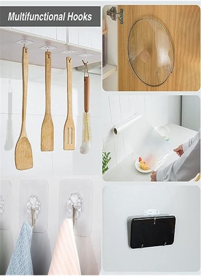Goolsky Goolsky Wall Hooks, 12 Pack Heavy Duty 22lb(Max) Self Adhesive Hooks, Transparent Sticky Hooks for Kitchen Bathroom Office Closet, Hanging Coat Cloth Towel Key Decorations  - Image 3
