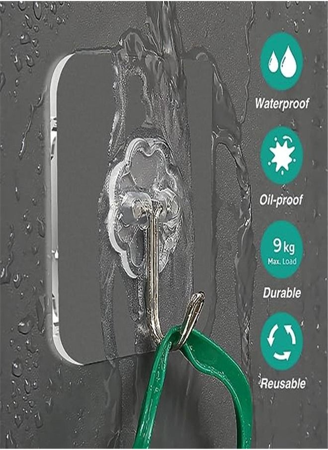 Goolsky Goolsky Wall Hooks, 12 Pack Heavy Duty 22lb(Max) Self Adhesive Hooks, Transparent Sticky Hooks for Kitchen Bathroom Office Closet, Hanging Coat Cloth Towel Key Decorations  - Image 4