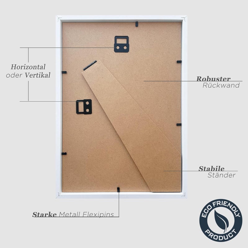 مجموعة من 3 أطر صور VUVUZULA، خشب أبيض، مقاس A4، مقاس 21 × 30 سم، إطار مصنوع من MDF، مناسب للشهادات - Image 4