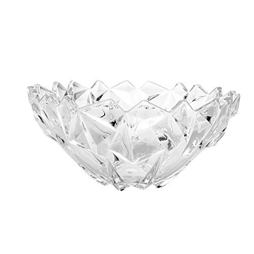Frowwy Designer Glass Serving Fruit Bowl Flat Base Vegetable and Fruit Bowl Elegant Transparent Table Bowl - Image 1