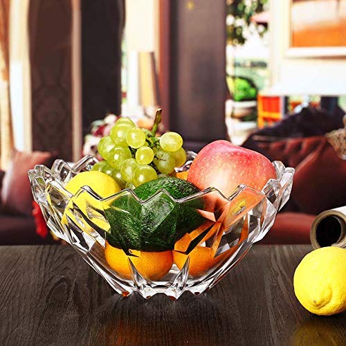 Frowwy Designer Glass Serving Fruit Bowl Flat Base Vegetable and Fruit Bowl Elegant Transparent Table Bowl - Image 3