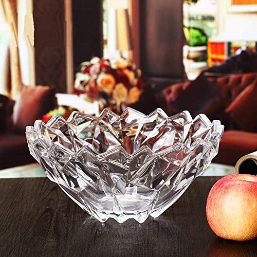 Frowwy Designer Glass Serving Fruit Bowl Flat Base Vegetable and Fruit Bowl Elegant Transparent Table Bowl - Image 2