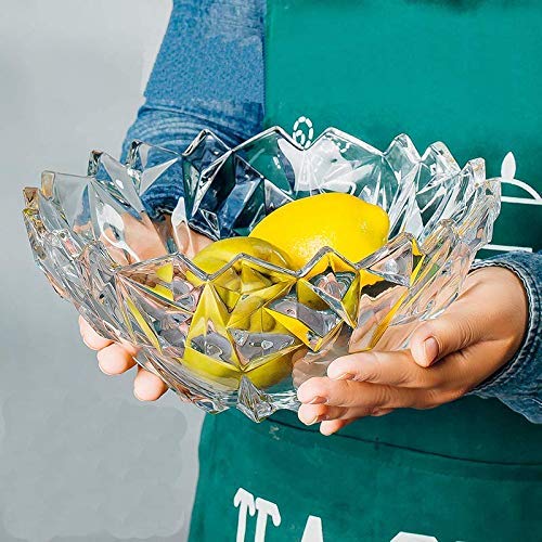 Frowwy Designer Glass Serving Fruit Bowl Flat Base Vegetable and Fruit Bowl Elegant Transparent Table Bowl - Image 4