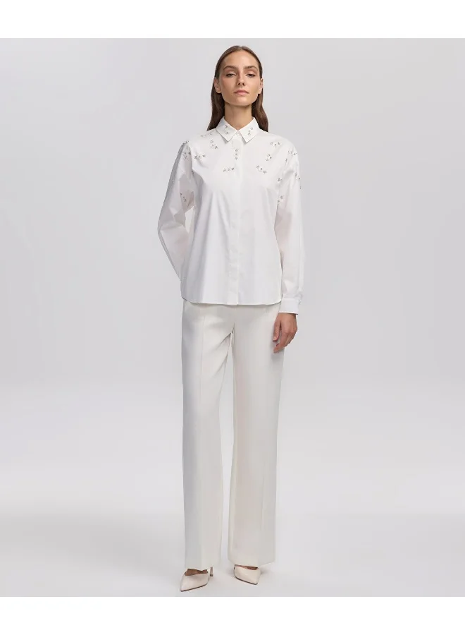 ابيكول قميص بوبلين مطرز