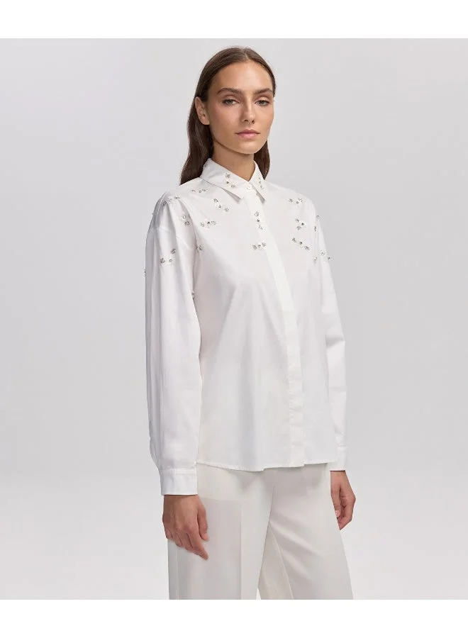 ابيكول قميص بوبلين مطرز