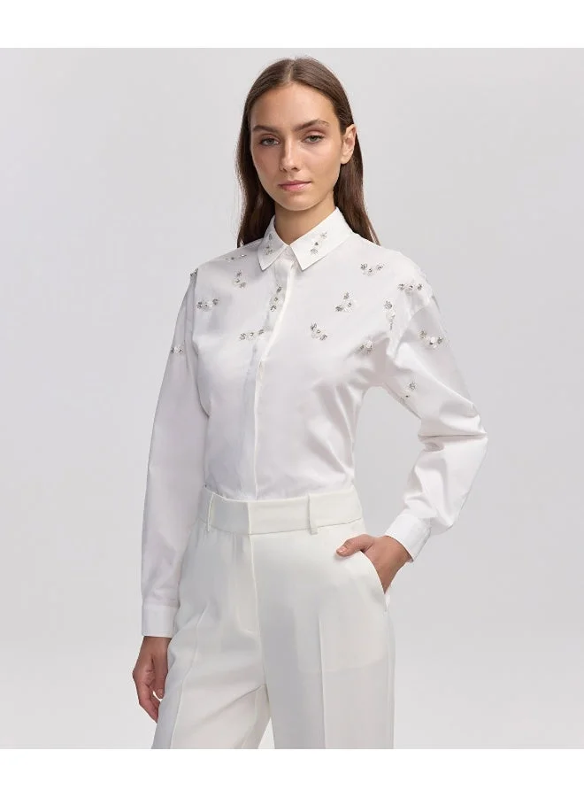 Ipekyol Relaxed Fit Embroidered Poplin Shirt